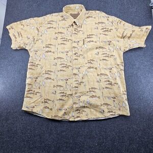 North River Outfitters Shirt Size XL Button Down Shirt All Over Fishing Print